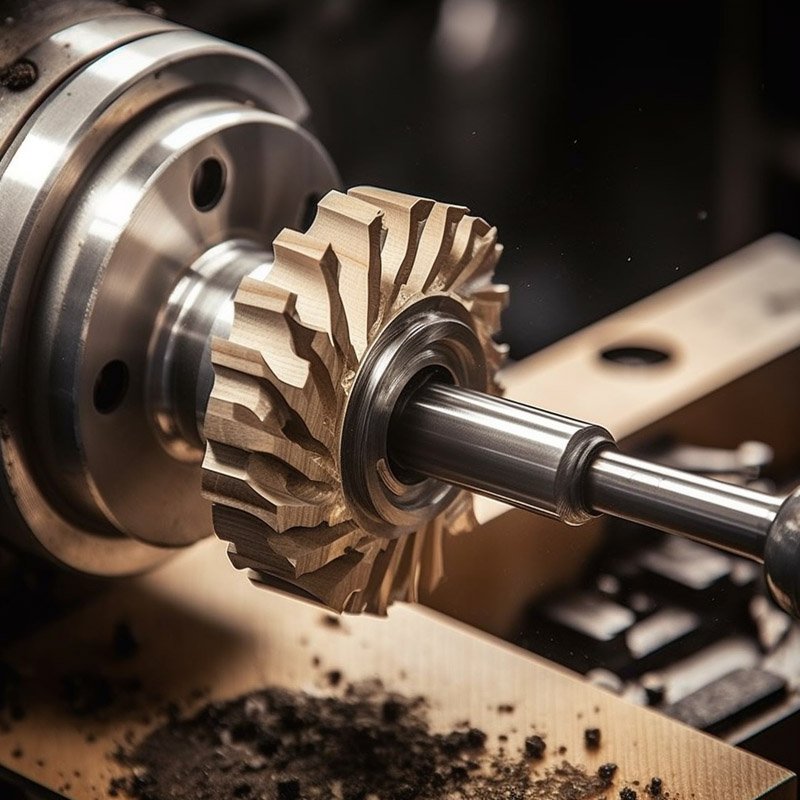High-precision CNC lathe machining custom carbon steel pipe fittings in a manufacturing workshop.